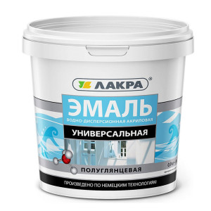 Эмаль акриловая универсальная белый полуглянцевый Лакра 0,9 кг