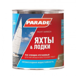Лак яхтный алкидно - уретановый глянцевый PARADE L20 Яхты & Лодки 0,75 л Лак яхтный алкидно - уретановый глянцевый PARADE L20 Яхты & Лодки 0,75 л