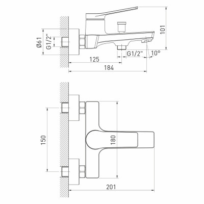 Смеситель для ванны Mixline Unito ML24-01