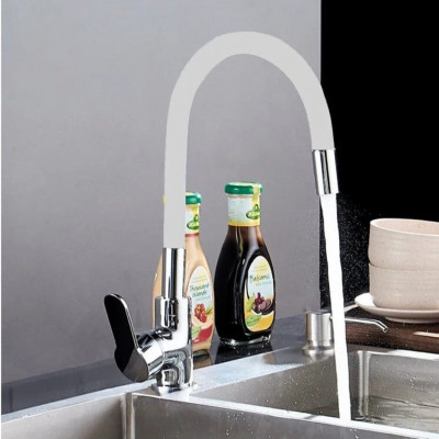 Смеситель для кухни Gota Rocio Santa-Barbara G302531 белый силиконовый излив Смеситель для кухни Gota Rocio Santa-Barbara G302531 белый силиконовый излив
