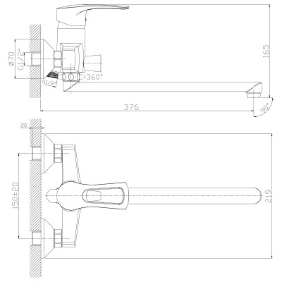 Смеситель для ванны Rossinka T40-32 поворотный излив хром Смеситель для ванны Rossinka T40-32 поворотный излив хром