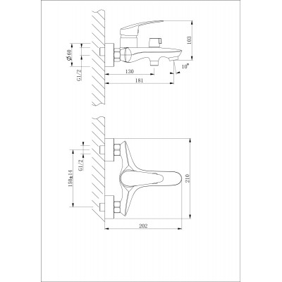 Смеситель для ванны Lemark Linara LM0414C короткий излив Смеситель для ванны Lemark Linara LM0414C короткий излив