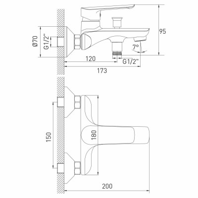 Смеситель для ванны Mixline Comfort ML29-01