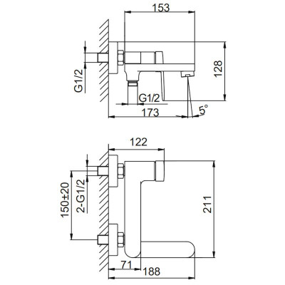 Смеситель для ванны FRAP F3285-9 оружейная сталь Смеситель для ванны FRAP F3285-9 оружейная сталь