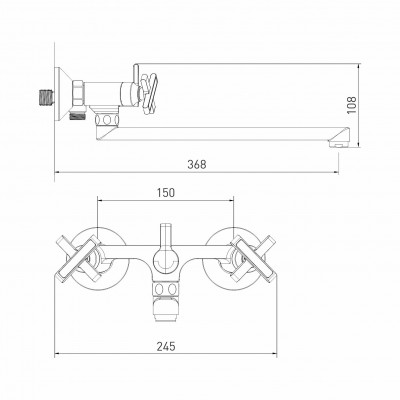 Смеситель для ванны Mixline Cross ML37-02 Смеситель для ванны Mixline Cross ML37-02