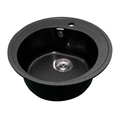 Мойка GranAlliance G-10 d-500 черная + сифон Мойка GranAlliance G-10 d-500 черная + сифон