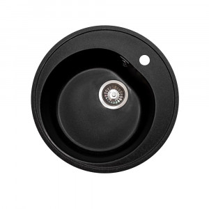 Мойка GranAlliance G-10 d-500 черная + сифон
