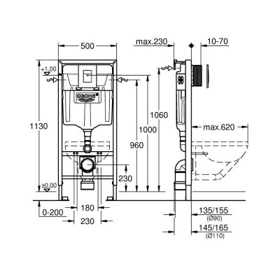 Инсталляция для унитаза RAPID SL 38772001 с кнопкой Инсталляция для унитаза RAPID SL 38772001 с кнопкой