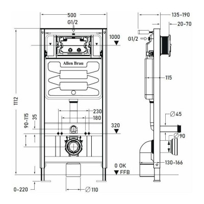 Инсталляция для унитаза Allen Brau Pneumatic 9.11100.20